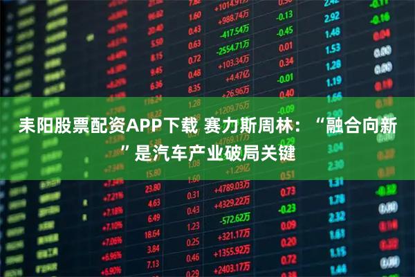 耒阳股票配资APP下载 赛力斯周林：“融合向新”是汽车产业破局关键